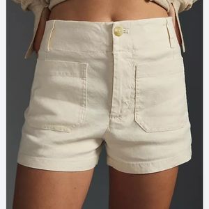 Maeve by Anthropologie The Colette Shorts Cream/Off White Size 30 Linen
